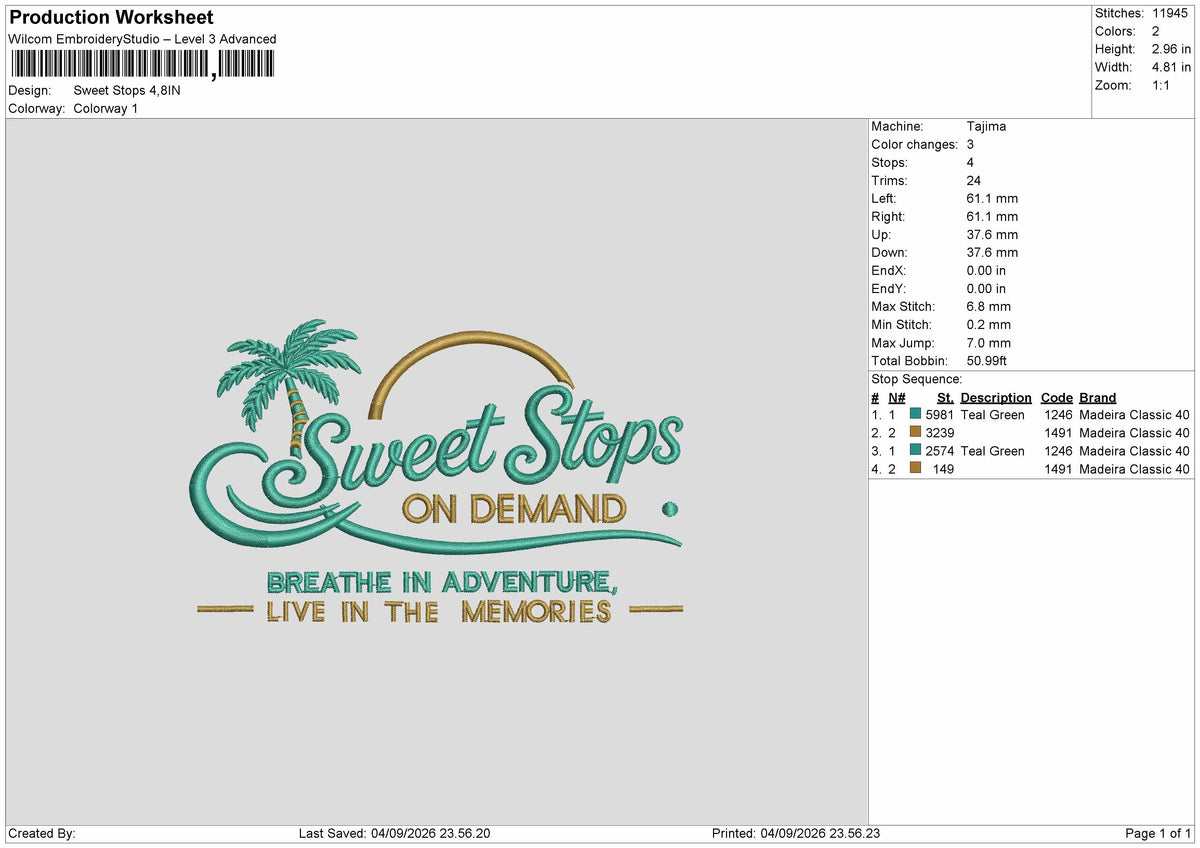 Sweet Text 0409 Embroidery Machine Design File 6 sizes