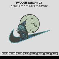 Swoosh Batman 23 Embroidery File 6 sizes