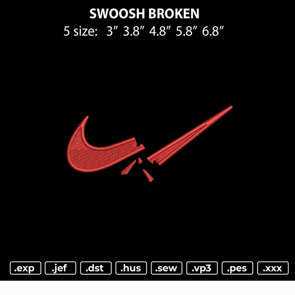 Nike Swoosh Broken Embroidery File 5 Size