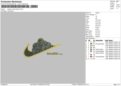 Swoosh Jack Hanma Embroidery File 5 sizes