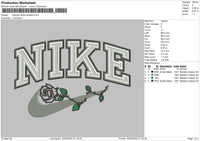 Nike Swoosh Rose Embroidery File 5 sizes