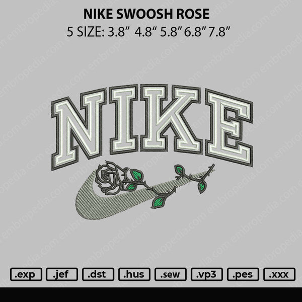 Nike Swoosh Rose Embroidery File 5 sizes