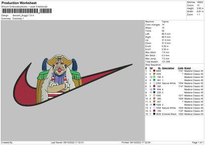 Swoosh Buggy Embroidery File 5 sizes