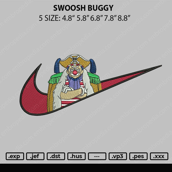 Swoosh Buggy Embroidery File 5 sizes