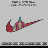 Swoosh Cutty Flam Embroidery File 5 sizes