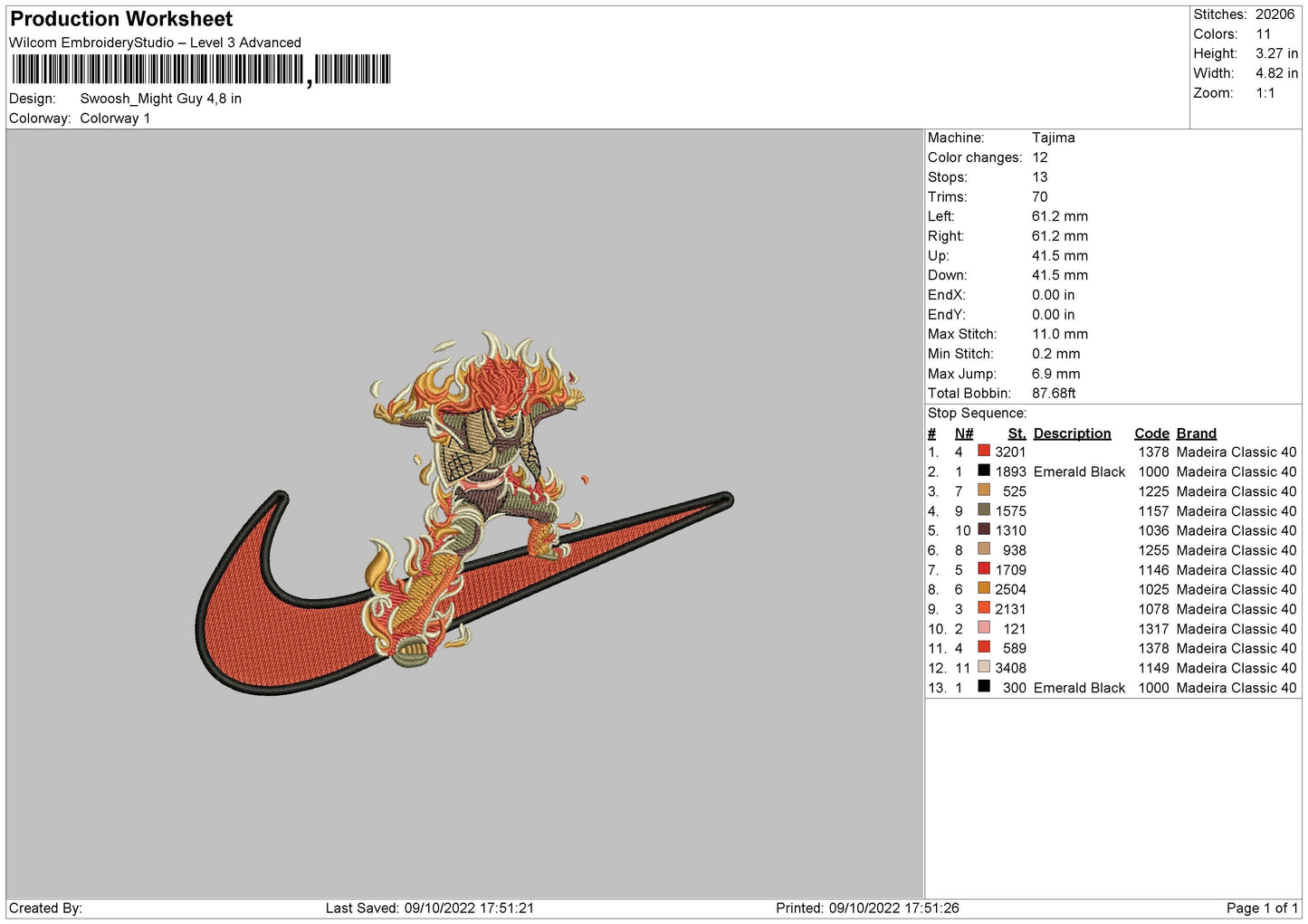 Swoosh Might Guy 002 Embroidery File 5 sizes
