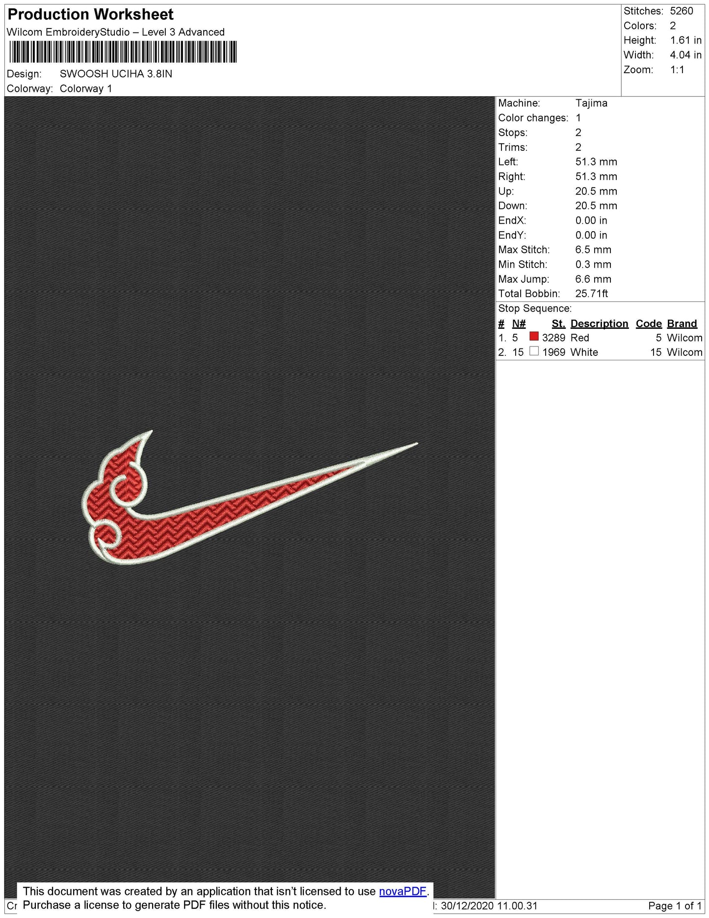Akatsuki Swoosh embroidery files