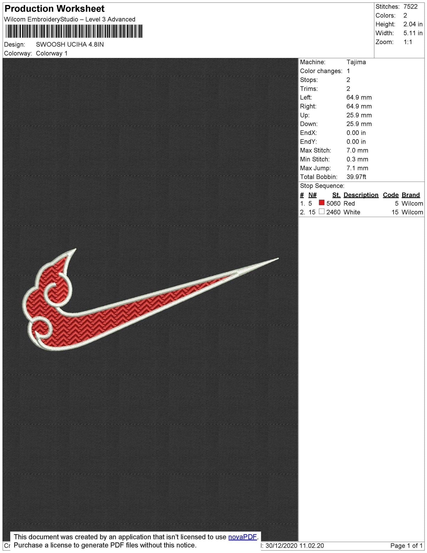 Akatsuki Swoosh embroidery files