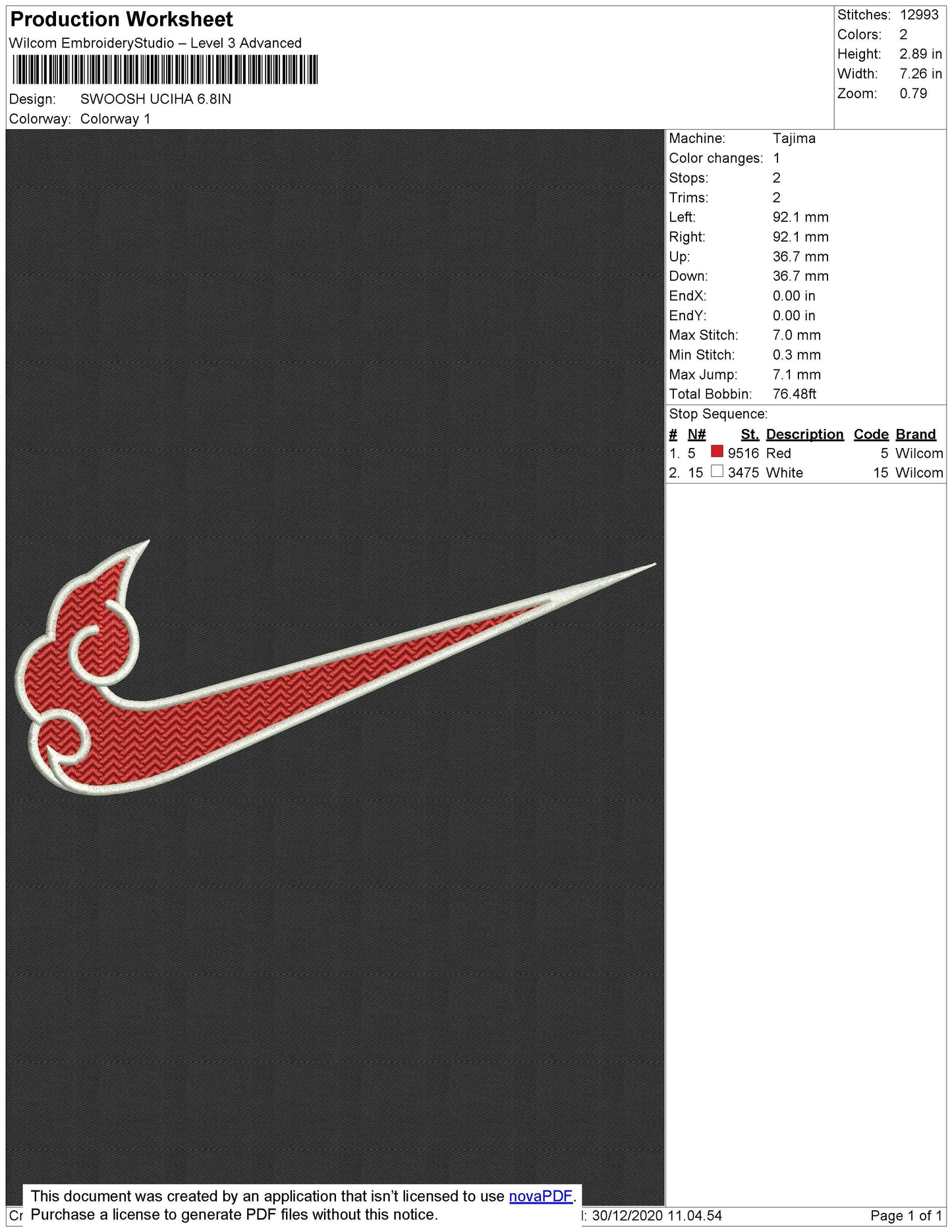 Akatsuki Swoosh embroidery files