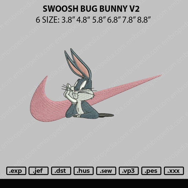 Swoossh Bug Bunny V2 Embroidery File 5 sizes