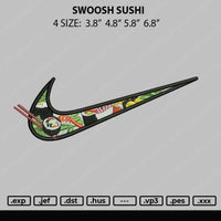 Swoosh Sushi Embroidery File 4 size