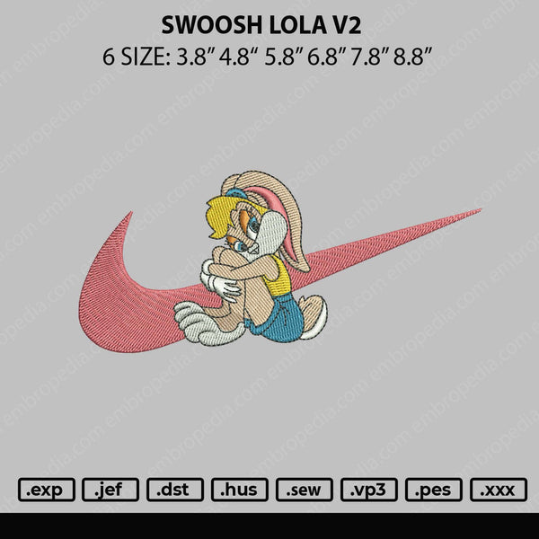 Swoosh Lola V2 Embroidery File 5 sizes