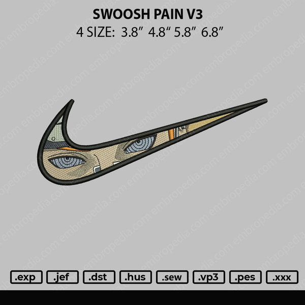 Swoosh Pain V3 Embroidery File 4 size