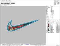 Swoosh Shoto Todoroki Embroidery File 4 size