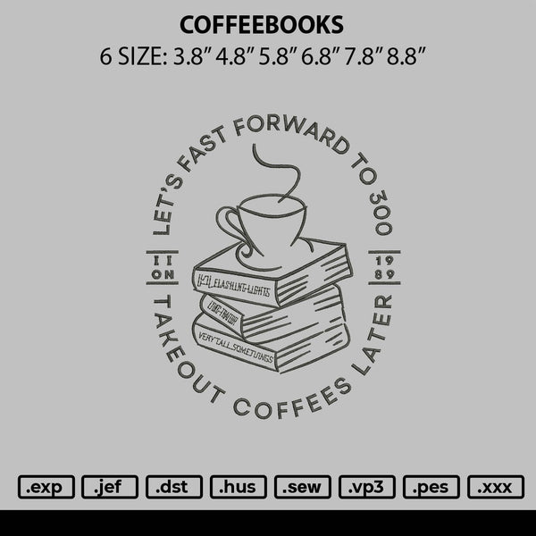 Coffeebooks Embroidery File 6 sizes