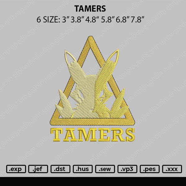 Tamers Embroidery File 6 sizes