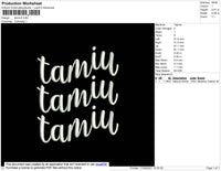 Tamiu Text Embroidery File 4 size