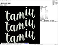 Tamiu Text Embroidery File 4 size