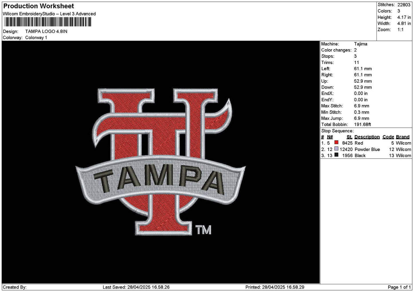 Tampatext Embroidery File 6 sizes