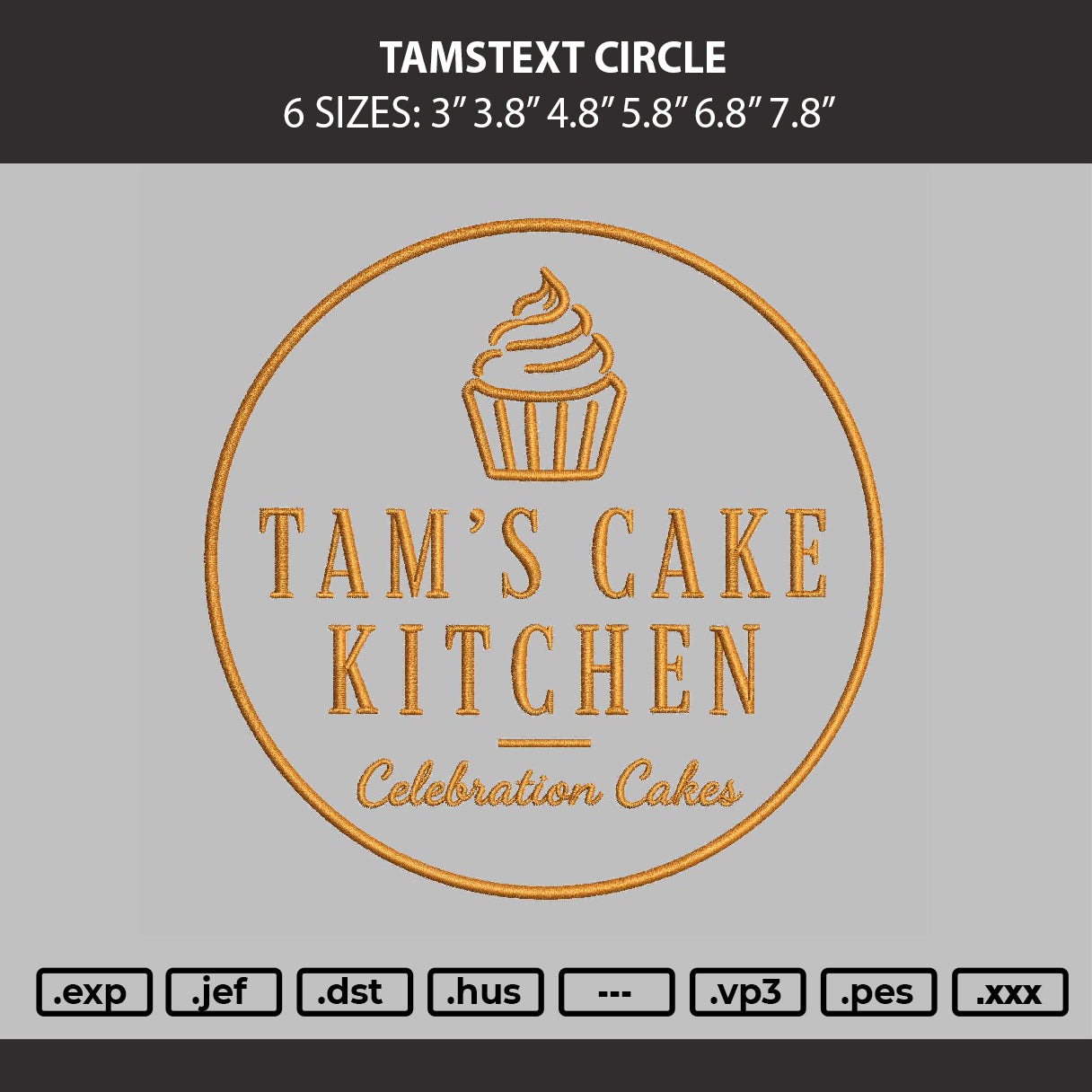 Tamstext Circle Embroidery Machine Design File 6 sizes