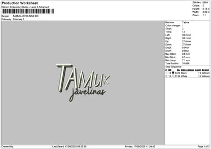 Tamuktext Embroidery File 6 sizes