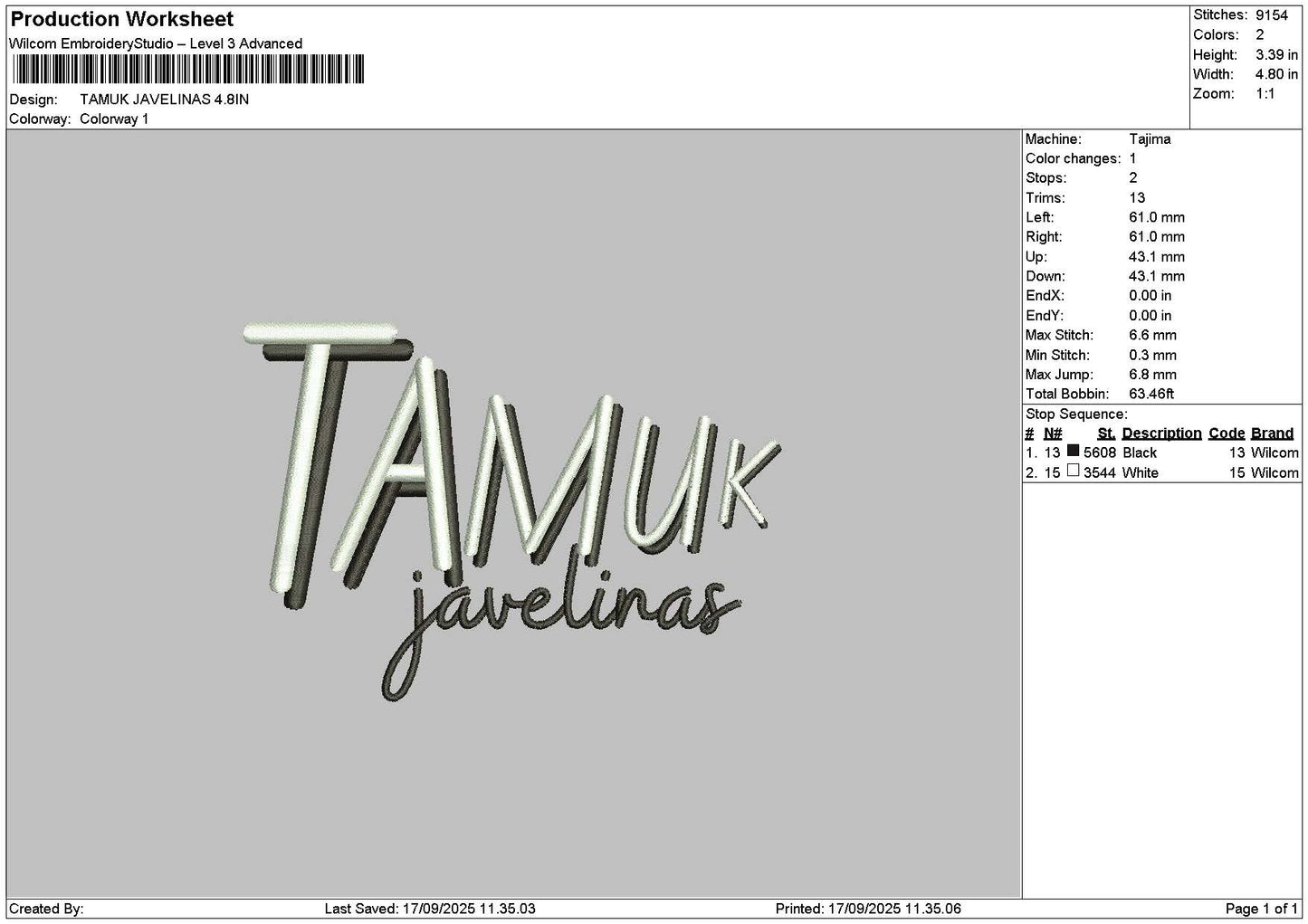 Tamuktext Embroidery File 6 sizes