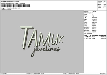 Tamuktext Embroidery File 6 sizes