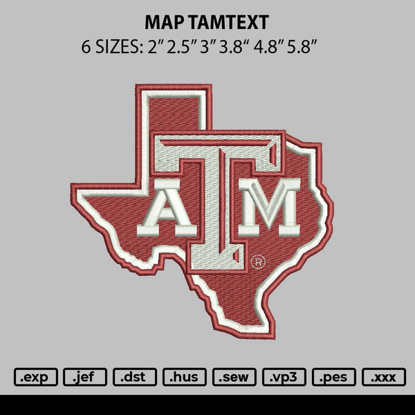 Map Tamtext Embroidery File 6 sizes