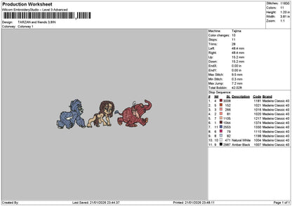 Tarzan2101 Embroidery File 6 sizes