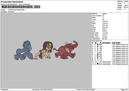 Tarzan2101 Embroidery File 6 sizes