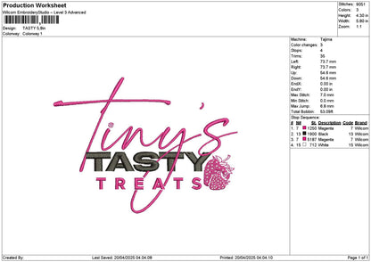 Tastytext Embroidery File 6 sizes