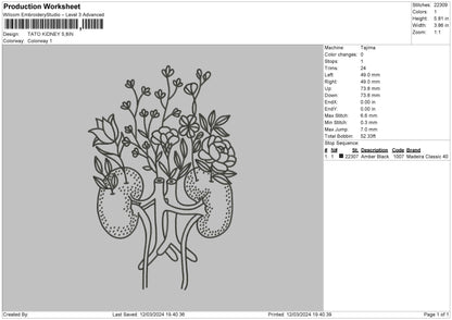 Kidney Embroidery File 6 sizes