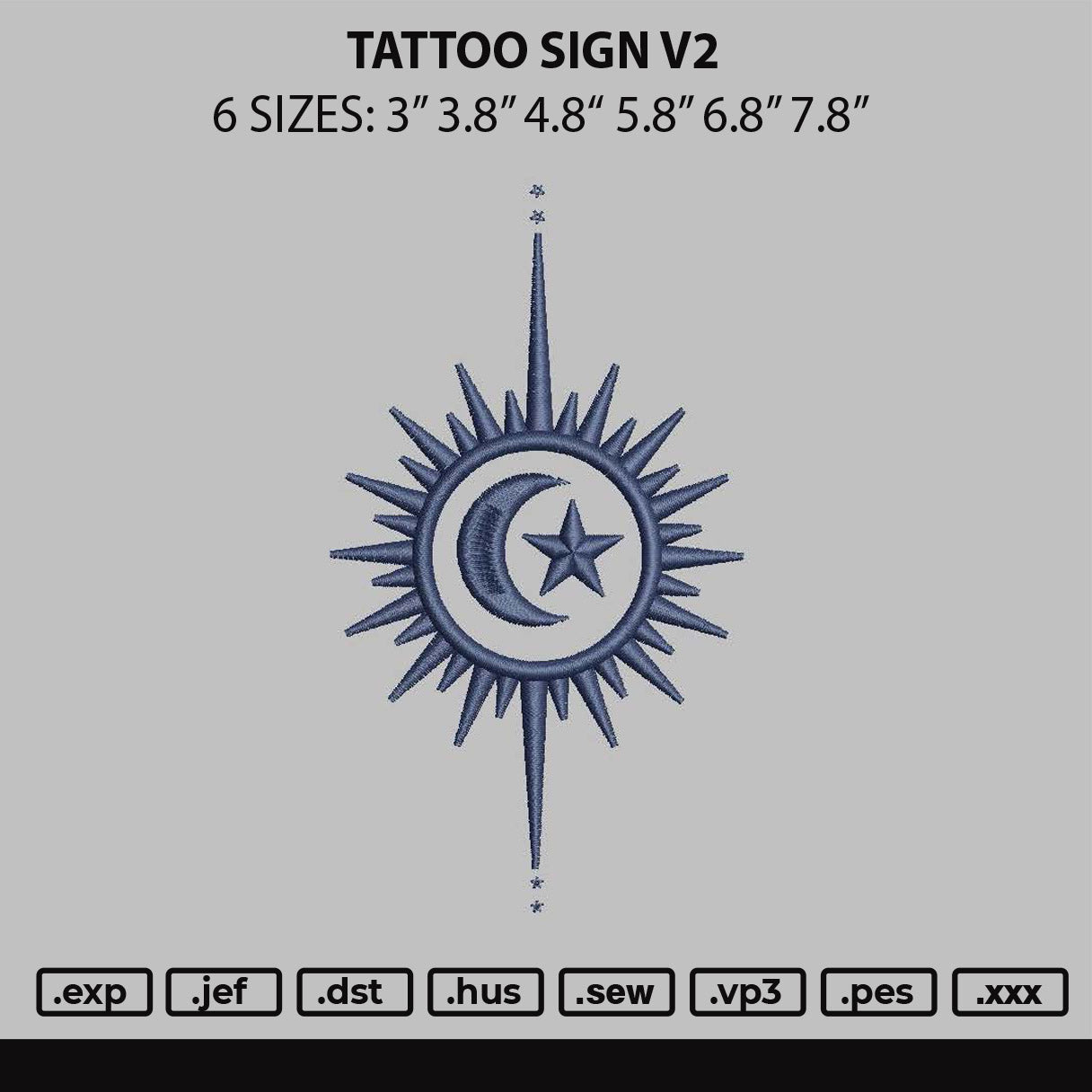Tattoo Sign V2 Embroidery File 6 sizes