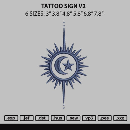 Tattoo Sign V2 Embroidery File 6 sizes