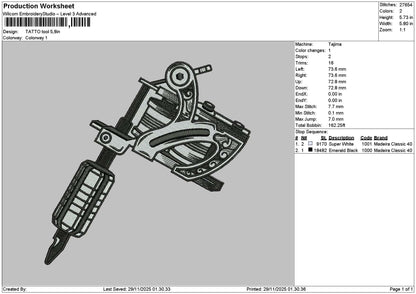 Tattoo2911 Embroidery File 6 sizes
