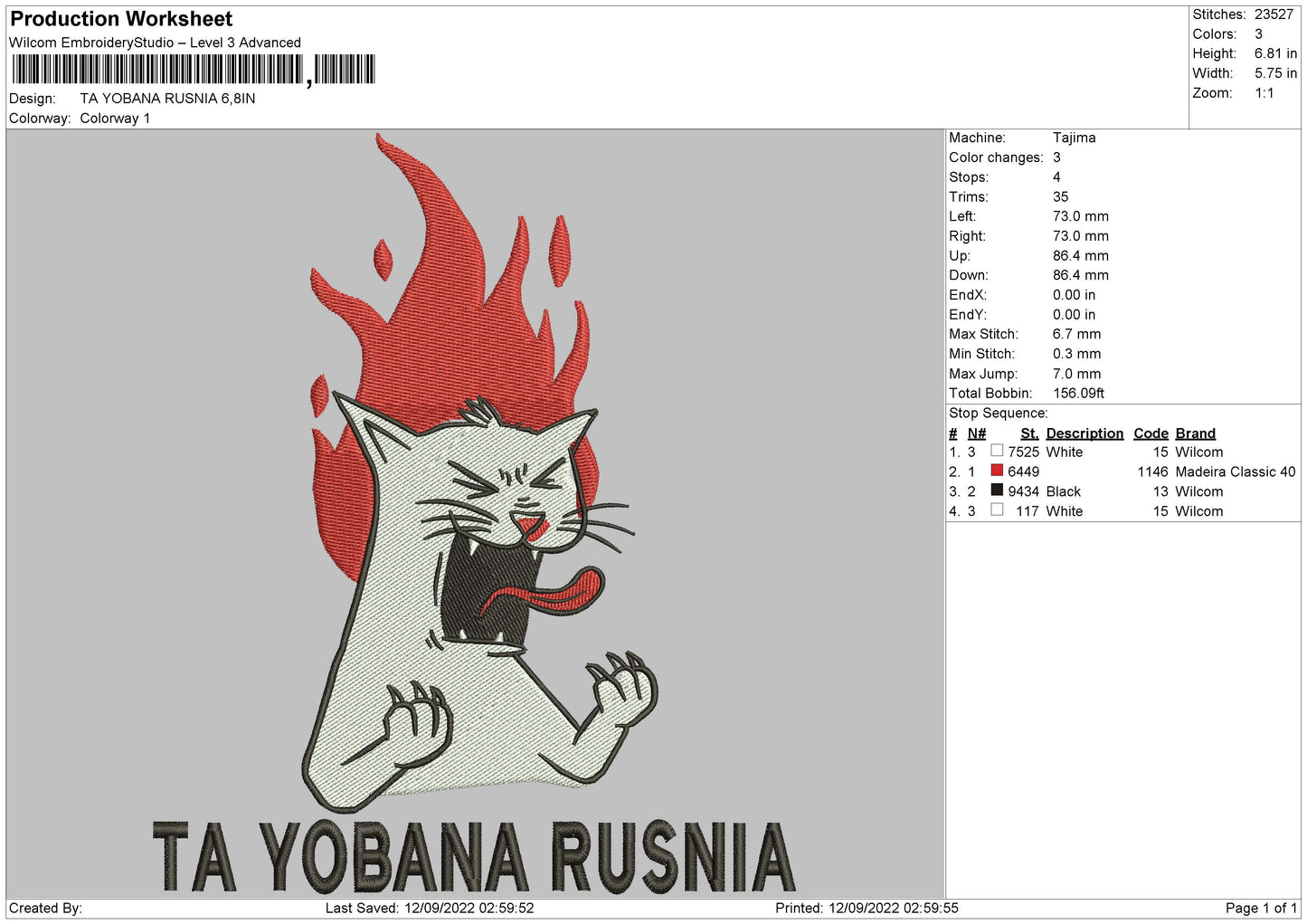 Ta Yobana Embroidery File 5 sizes