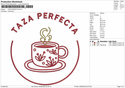 Taza Text Embroidery Machine Design File 6 sizes