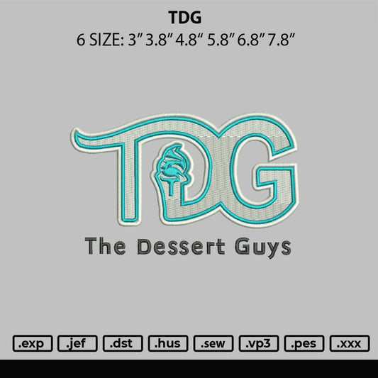 Tdg Embroidery File 6 sizes