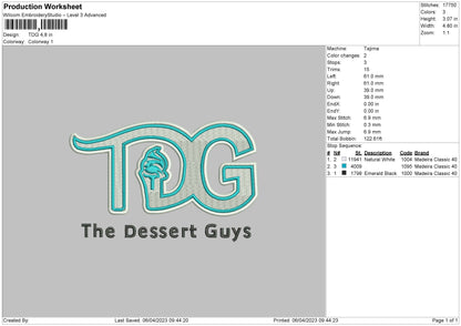 Tdg Embroidery File 6 sizes