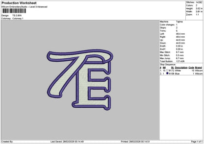 Te Text Embroidery File 6 sizes
