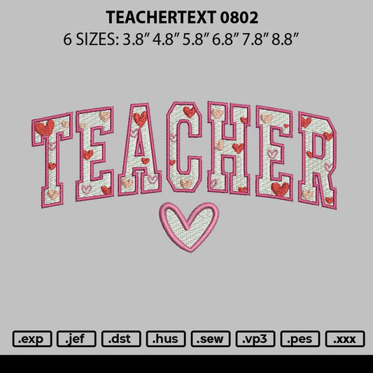 Teachertext 0802 Embroidery File 6 sizes