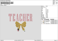 Teacherbow 0105 Embroidery File 6 sizes