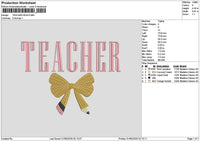 Teacherbow 0105 Embroidery File 6 sizes