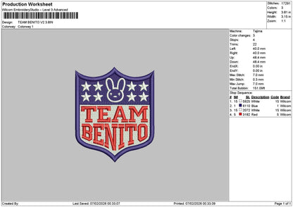 Teamtext 0702 Embroidery File 6 sizes