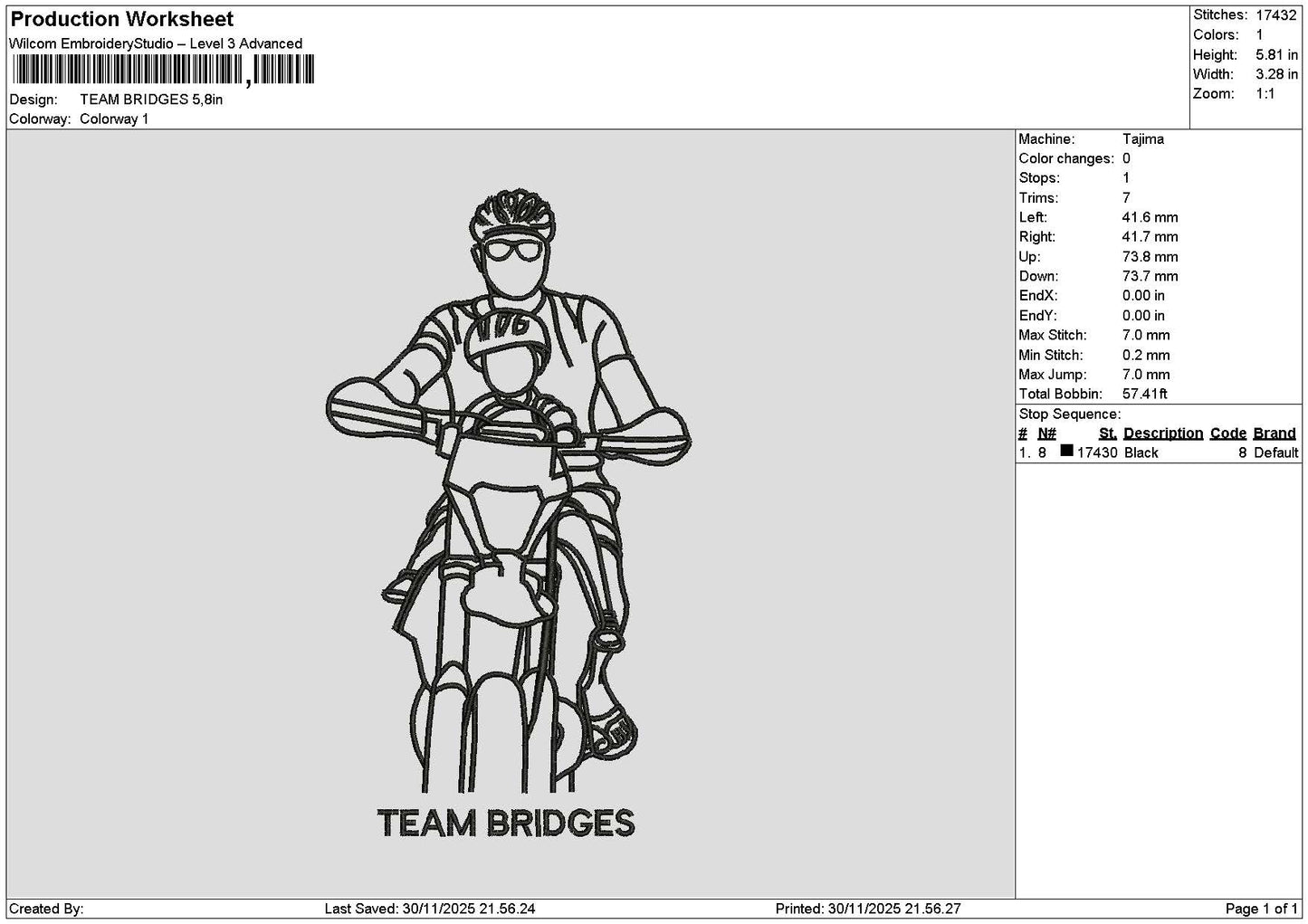 Photoline Team Embroidery File 6 sizes