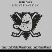 Team Duck Embroidery File 5 size