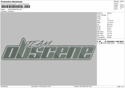 Team Text 1407 Embroidery Machine Design File 6 sizes