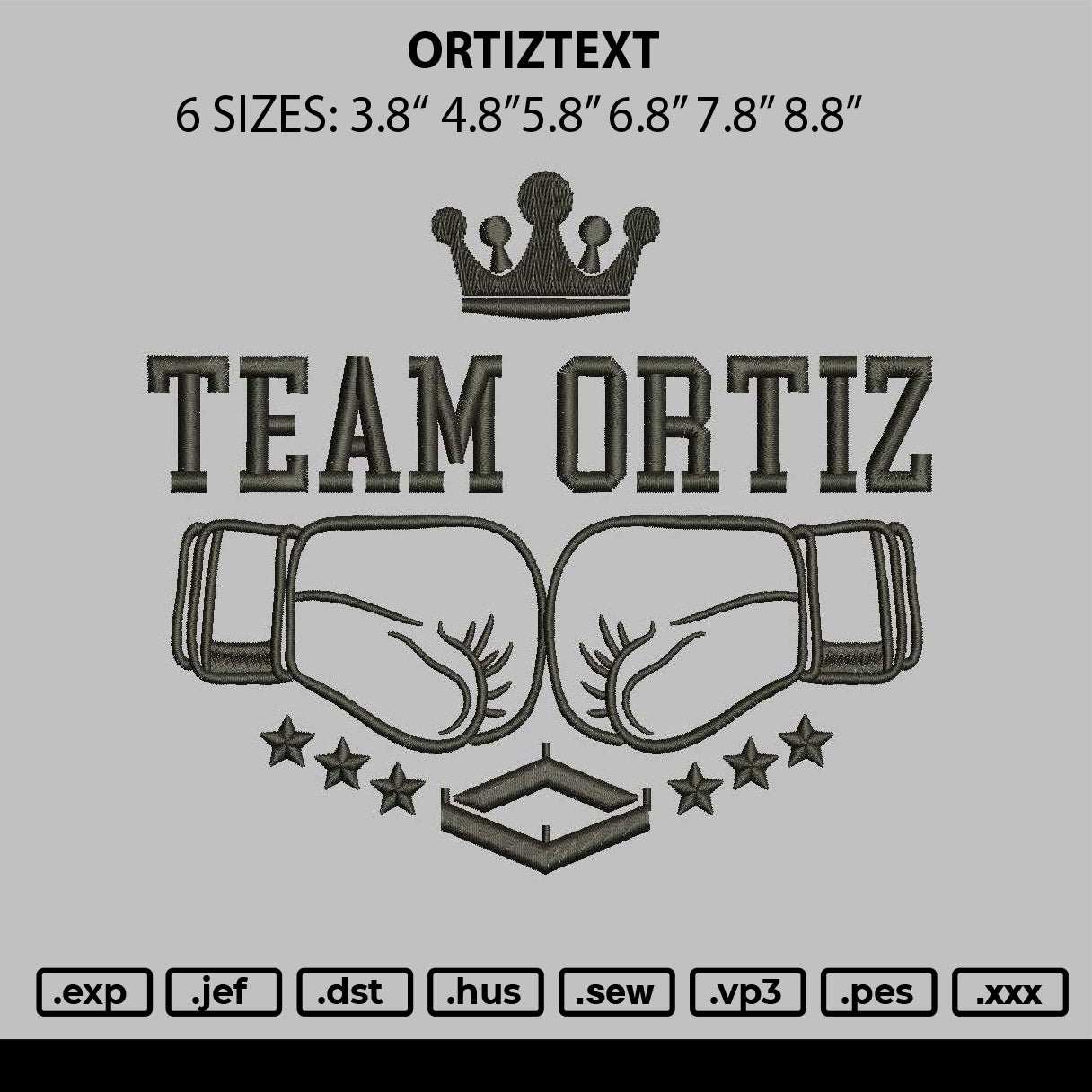 Ortiztext Embroidery File 6 sizes
