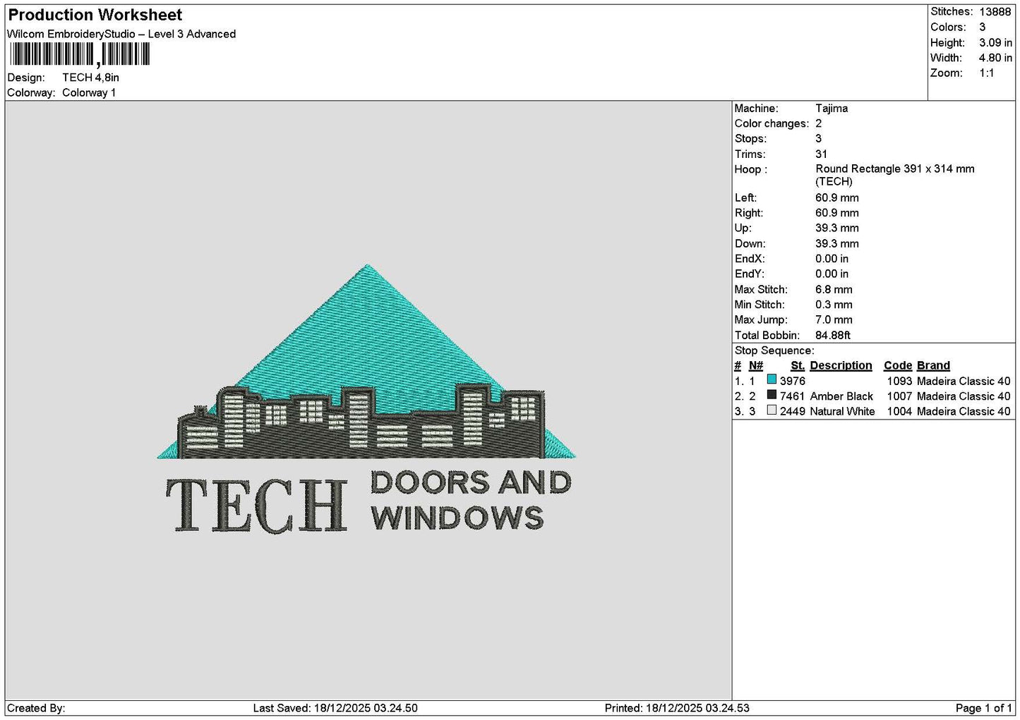 Techtext Embroidery File 6 sizes