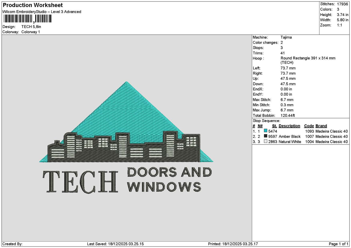 Techtext Embroidery File 6 sizes